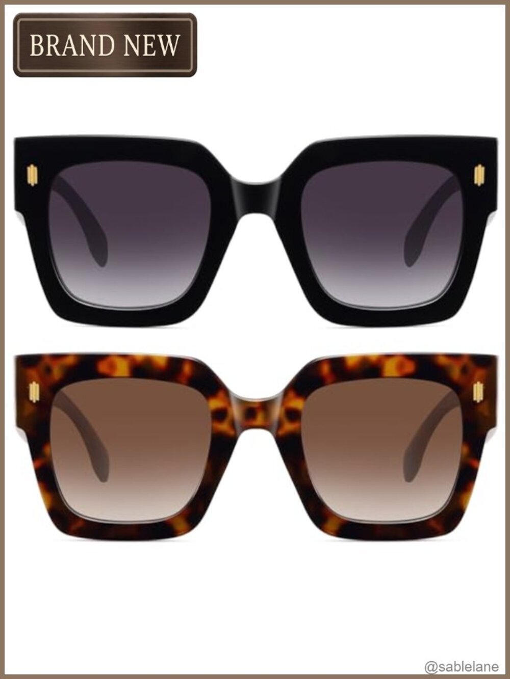 Retro Oversized Square Sunglasses for Women Men Trendy UV Protection